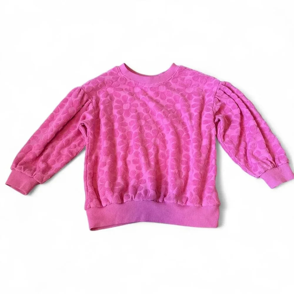 Old Navy Girls Pink Textured Puff Sleeve Sweatshirt | Size 3T
